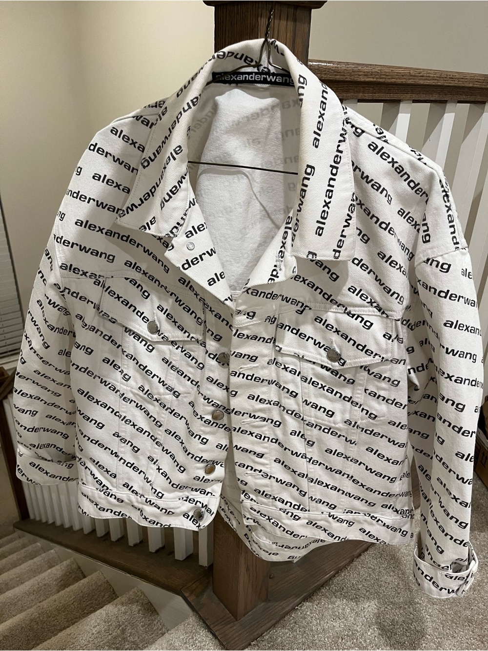Alexander Wang White All-Over Logo Jean Jacket